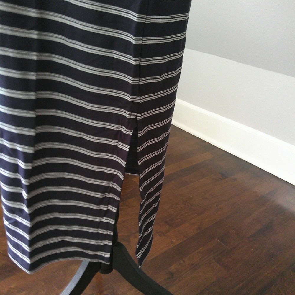Hilary Radley Midi Dress Womens Large Navy Blue NWT Striped Sleeveless Tank Slit - Picture 3 of 4